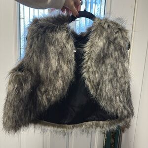Fabulous Furs Faux Fur Vest in Black and Gray